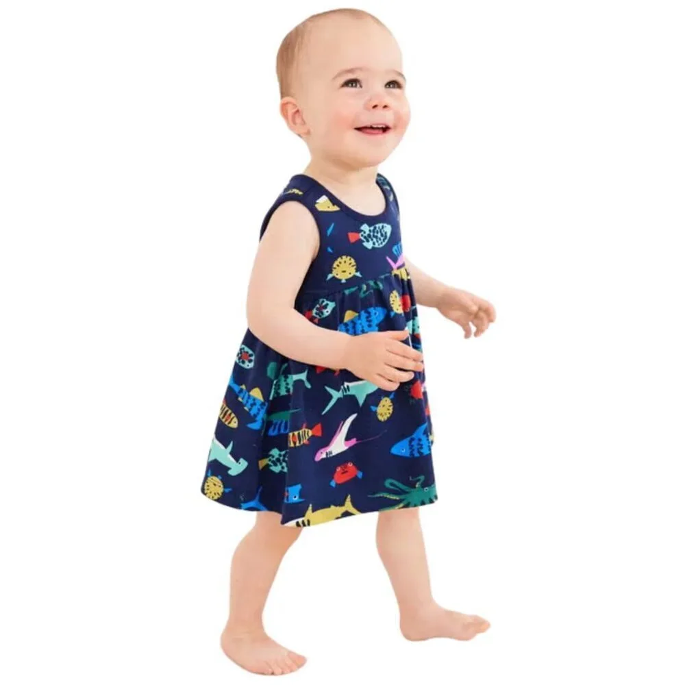 Hanna Andersson Baby‎ Print Dress & Bloomer Set, Aquarium - Size 6-12 Months